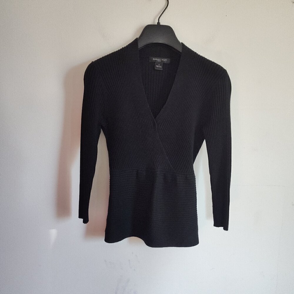 Ladies SZ S August Silk Black Surplice Sweater
